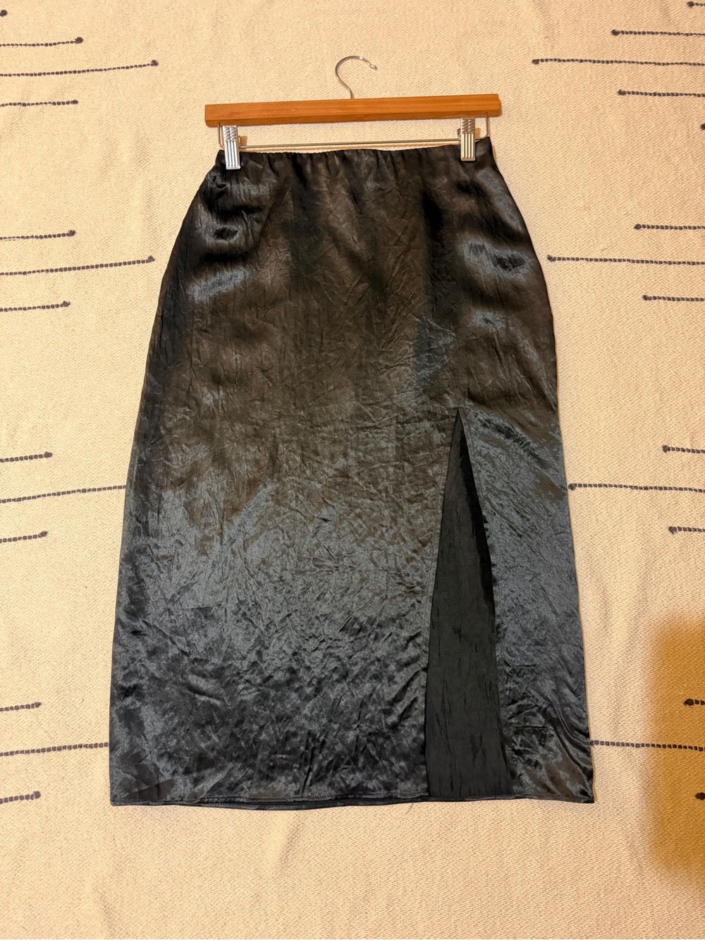Aritzia Babaton Eames Satin Skirt ( Midi with Front Slit, crinkled Satin)